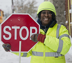 Crossing Guard Kattie Eason says she wouldn’t leave her crossing guard post, even after 50 years, “because I keep gettin’ more kids that I love”