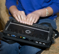 Julia reads electronic braille