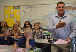 Daryl Bronkema welcomes students to Algebra 1