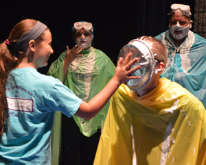 Seventh-grade teacher Orion English gets a pie in the face