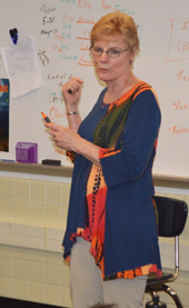 “I think” and “I believe” are opinions, not facts, Sue Blackall tells her third grade class