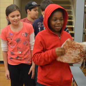 Jermaine Haley shakes the puppy chow