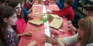 Doing Danish crafts are, clockwise from bottom left, Grace Bergeron, Ellie Gardner, Ryder Cliff, Jack Bartish and parent helper Amy Vancil