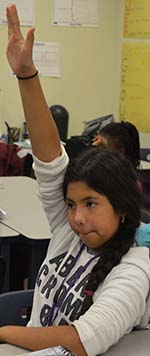 Sixth-grader Roselynn Juarez-Gonzalez contributes to the discussion on respect