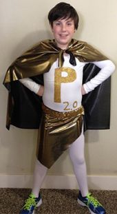 Central Woodlands student Danny Burns gets into the superhero role for his team’s “Pandora 2.0” entry