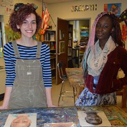 Seniors Lordia DePiazza and Heidi Glynn created portraits of children in Ghana for them to have as keepsakes