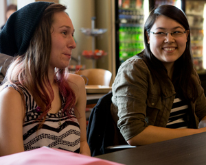 Sarah Carpenter, left, says she enjoyed studying and socializing with fellow Kenowa Hills students like Alexis Kole (photo courtesy of Davenport University)