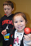 Students all received an apple from the Michigan Apple Queen