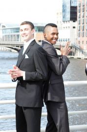 Gloire and his friend Cody looking sharp in downtown Grand Rapids