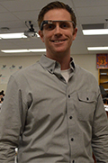 East Grand Rapids psychology teacher Brandon Oldenbroek wears Google Glass