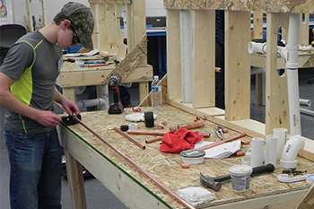 Students in the plumbing program made a system out of PVC and copper