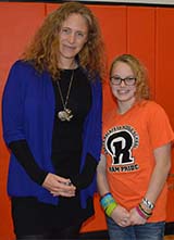 Dr. Beverly Goodman with seventh-grader Mackenzie Johnson, who was inspired by Goodman’s talk 