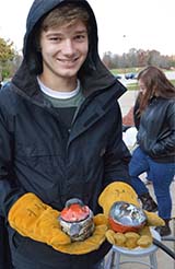 Tanner Barnes shows his raku creations