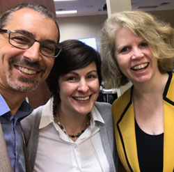 Partnering to train 100 librarians in the new third-grade reading law were, from left, Mike Nassar, Community Literacy Initiative director at the Literacy Center of West Michigan; Lindsey Dorfman, director of branch services and operations at Kent District Library; and Marla Ehlers, assistant library director at the Grand Rapids Public Library