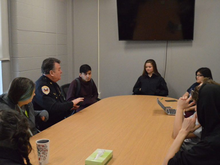 Godwin Heights is among four high schools where Chief Carmody meets with students