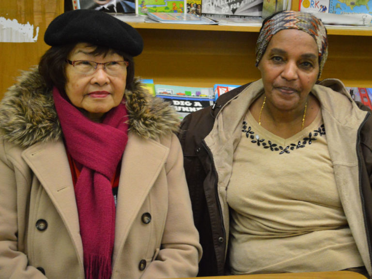 Susan Domeier has gotten to know classmates and friends including Ayuba Bedaso, at right