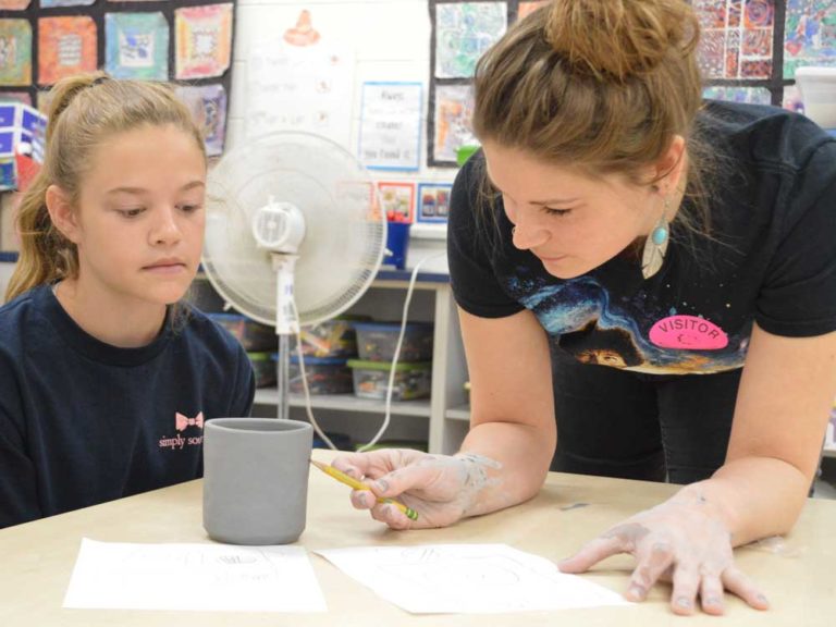 Acclaimed artist helps students create with their ‘crazy ideas’