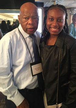 Aliya Hall and civil rights leader Rep. John Lewis of Georgia (photo courtesy of the Creative Youth Center)