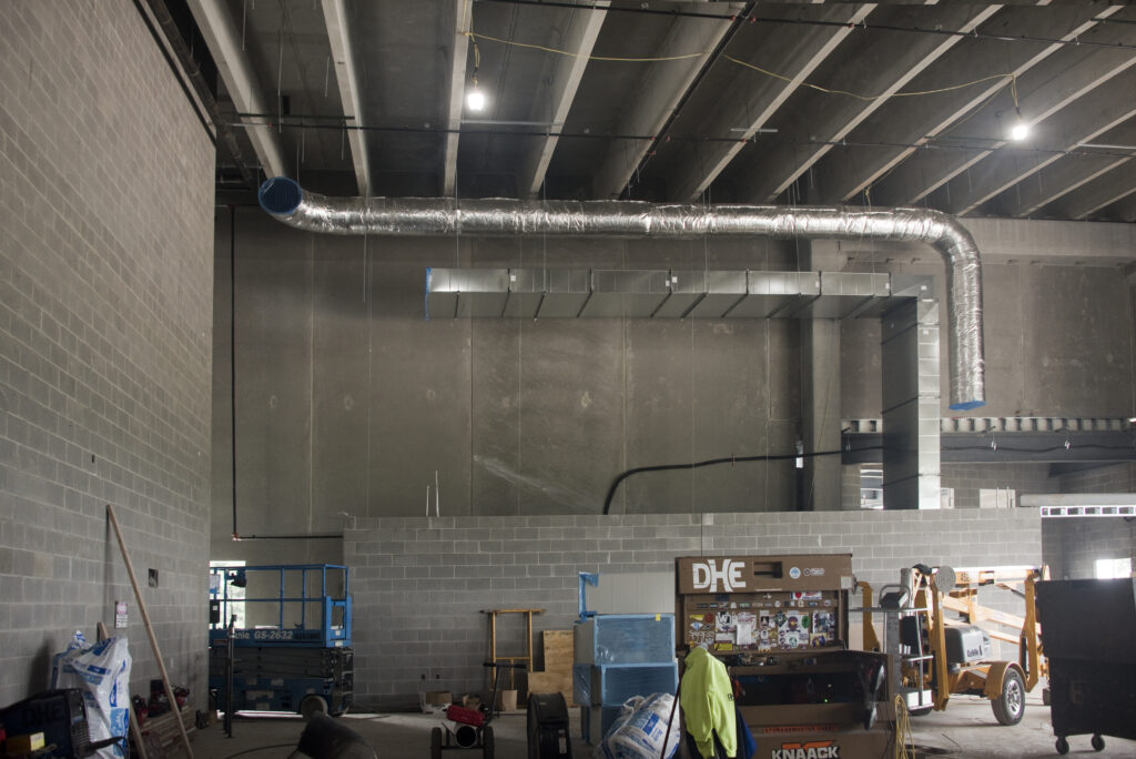 Precast concrete beams make up the structure of the Cal Community Center
