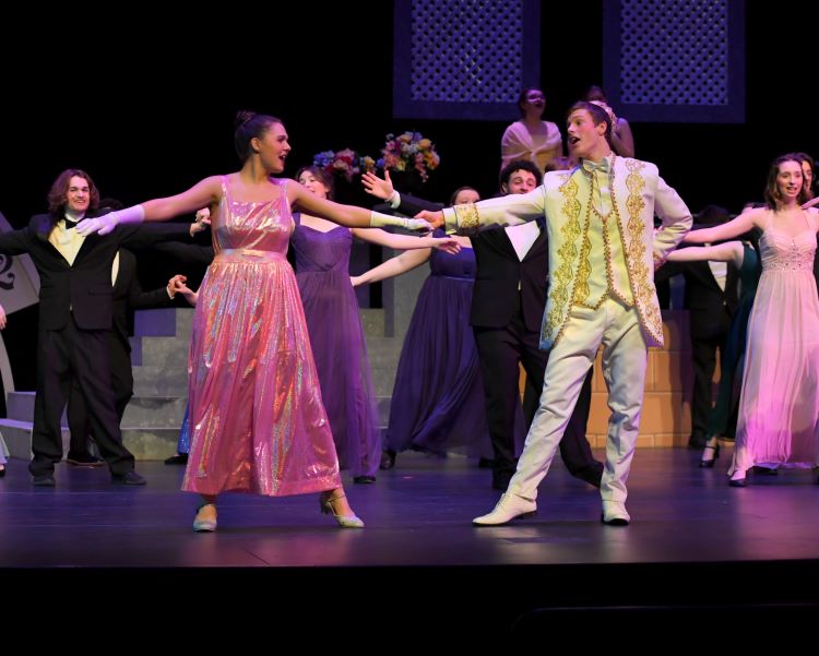 Van Singel youth theater Director Paul Kimball as the Prince in Byron Center High School’s performance of ‘Cinderella’ in February 2023