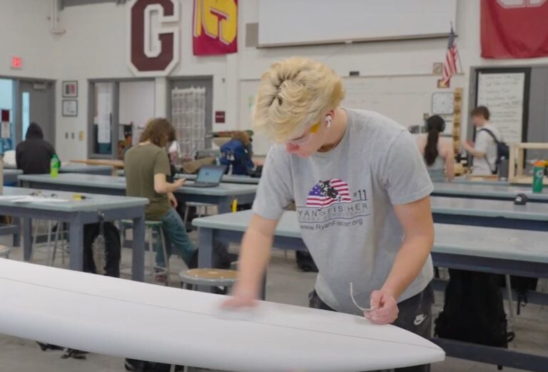 Wood Tech students ready to go boarding with their own creations